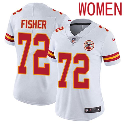 Cheap Women Kansas City Chiefs 72 Eric Fisher Nike White Vapor Limited NFL Jersey
